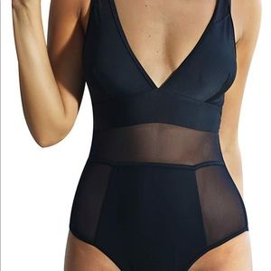 Cupshe black mesh one piece swimsuit